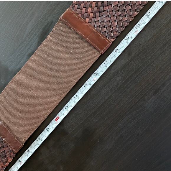 MICHAEL Michael Kors Brown Leather Braided Wide Waist Belt, Size XS/S - Picture 8 of 9